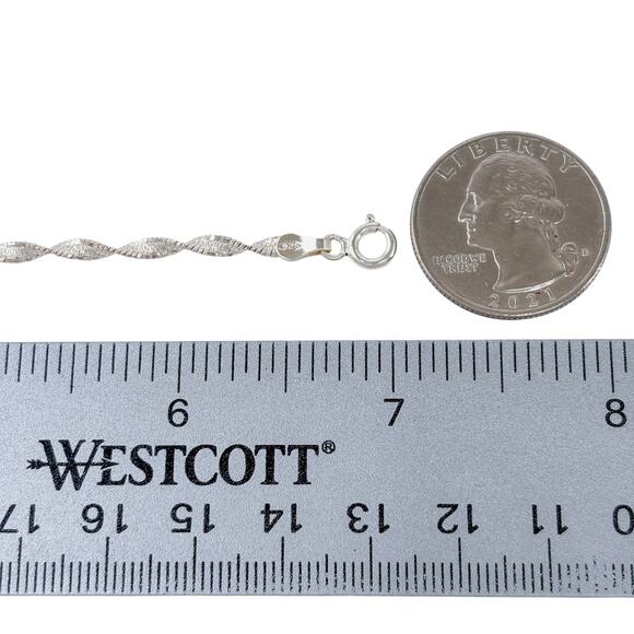 Estate Italy Sterling Silver 925 2.9mm Twisted Chain Bracelet 7" - Picture 3 of 6